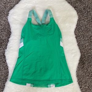 Green and white Lululemon tank